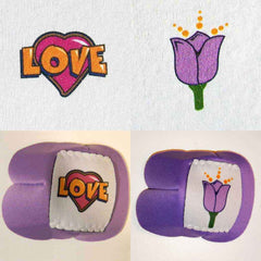 Eye Patches with Love and Tulip design. Made by Patch Works FLP.
